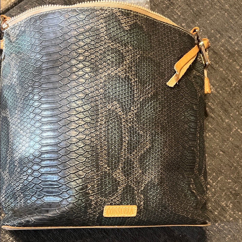Consuela Snakeskin Bag with Black and Green Pattern
